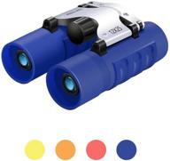 🔍 high power small lightweight binoculars for kids - 12x25 real optics, ideal for safari, concerts, opera, theater - best gifts for boys and girls ages 3-12 (blue) logo