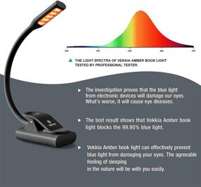 img 1 attached to 📚 Vekkia Amber Book Light for Bedtime Reading - Rechargeable, 9 LEDs, Eye-Care, 3 Colors, 6 Brightness Levels, Type C Charging, Up to 75 Hours of Reading - Ideal Gift for Bookworms (Black)