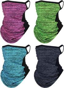 img 4 attached to Non-Slip Neck Gaiter Face Covers: 4-Piece Set for UV Protection, Breathable Comfort & Ear Hangers