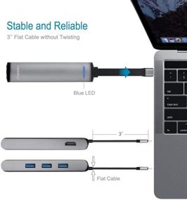 img 3 attached to 🔌 TWOPAN USB C Hub 6-in-1 Adapter: Ethernet Port, HDMI 4K, USB PD Charging, 3-Port USB 3.0 - New MacBook/Video Game/Chromebook/XPS