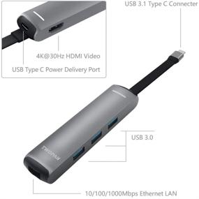 img 2 attached to 🔌 TWOPAN USB C Hub 6-in-1 Adapter: Ethernet Port, HDMI 4K, USB PD Charging, 3-Port USB 3.0 - New MacBook/Video Game/Chromebook/XPS