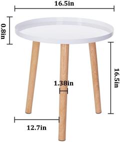 img 3 attached to 🪑 JYXYT Modern Metal End Table: Small Round Side Table with Wood Legs – Perfect for Living Room, Office, Bedroom, and Balcony (16.5" × 16.5", White)