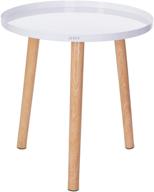 🪑 jyxyt modern metal end table: small round side table with wood legs – perfect for living room, office, bedroom, and balcony (16.5" × 16.5", white) logo