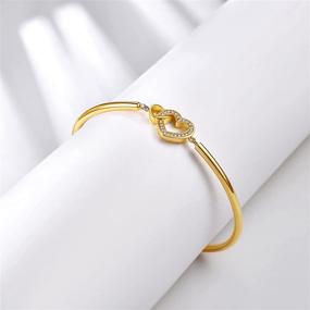 img 1 attached to 🔶 Carat Kitten 14K Gold Plated Double Heart Bangles: Fashionable and Adjustable Bracelet Gifts for Women, Teens, and Loved Ones