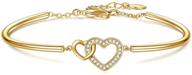 🔶 carat kitten 14k gold plated double heart bangles: fashionable and adjustable bracelet gifts for women, teens, and loved ones logo