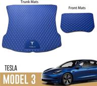 sungmir car cargo liner trunk mat for tesla model 3 waterproof all weather protection diamond pu leather 2018 2019 2020 2021 2022 interior accessories logo