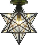 moravian star ceiling light - 12'' clear glass shade with e26 bulb - flush mount close to ceiling light fixtures ideal for indoor restaurant, cafe, loft, bar, living room, study room, corridor, aisle (30cm) логотип