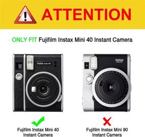 img 3 attached to 📷 Чехол для камеры Fintie Fujifilm Instax Mini 40 - винтажная черная сумка из искусственной кожи с отстегивающимся регулируемым ремешком