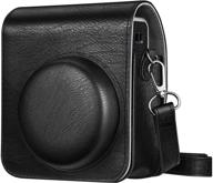 📷 fintie fujifilm instax mini 40 camera case - vintage black vegan leather bag cover with removable adjustable strap logo