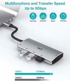 img 2 attached to 🔌 6-in-1 USB C Hub Adapter with HDMI, USB 3.0/2.0 Ports, SD/Micro SD Card Reader, and PD - Compatible with MacBook Pro Air, HP, XPS, and Other Type C Devices