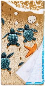 img 1 attached to Super Soft Plush Cotton Beach Bath Pool Towel Featuring Turtles on The Beach