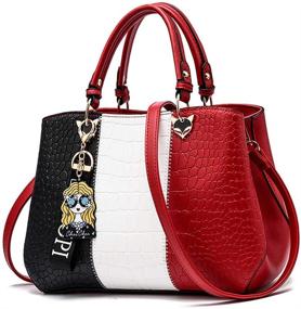 img 4 attached to 👜 Stylish Leather Satchel Shoulder Handbags & Wallets for Women - Multiple Options Available!