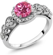 💍 925 sterling silver women's engagement ring with 1.32 cttw pink mystic topaz, available in sizes 5, 6, 7, 8, 9 by gem stone king logo