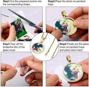 img 1 attached to 📷 1 Rhinestone Gold Bezel Diamond Picture Pendant Set with 2 Glass Covers, 1 Rope Chain Necklace, Photo Pendant Charms DIY Jewelry Craft Accessory Kit with Picture, Round/Heart/Angel Heart DIY Pendant Jewelry Set