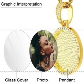 img 2 attached to 📷 1 Rhinestone Gold Bezel Diamond Picture Pendant Set with 2 Glass Covers, 1 Rope Chain Necklace, Photo Pendant Charms DIY Jewelry Craft Accessory Kit with Picture, Round/Heart/Angel Heart DIY Pendant Jewelry Set