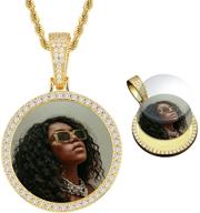 📷 1 rhinestone gold bezel diamond picture pendant set with 2 glass covers, 1 rope chain necklace, photo pendant charms diy jewelry craft accessory kit with picture, round/heart/angel heart diy pendant jewelry set logo