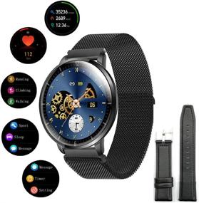 img 3 attached to 🕐 AIWATCH Smart Watch 2020: Sleep Tracking, Fitness Tracker, Heart Rate Monitor, IP68 Waterproof, Black - Compatible with iPhone, Samsung, Android