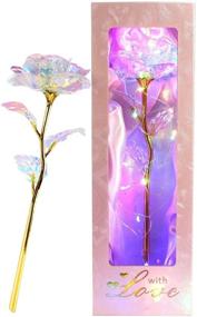 img 4 attached to Gold Foil Rose with LED Decor - Colorful Galaxy Rose Gift for Her, 24K Golden Roses, Perfect for Mothers Day, Birthday, Anniversary, Valentines Day, Xmas