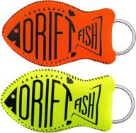 🚤 driftfish jumbo neoprene boat keychain: float 5-6 keys + waterproof key chain - green/orange logo