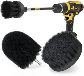 img 4 attached to ✨ Holikme 4Pack Drill Brush Power Scrubber Cleaning Brush: Ultimate Kit for Grout, Floor, Tub, Shower, Tile, Bathroom, and Kitchen Surface - Extended Long Attachment Set in Black