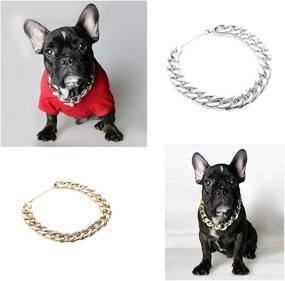 img 3 attached to SOGAYU 2-Piece Gold Plastic Collar Link Chain Necklace for Cats and Dogs - Cute Fashion Pet Metal Look Jewelry and Accessories - Suitable for Small and Medium Sized Cats and Dogs (14.6-17.3inch)