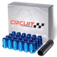 circuit performance spline drive tuner acorn lug nuts blue 12x1.5 (24pc + tool), forged steel logo