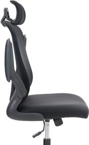 img 2 attached to Mesh Rocking Office Desk Chair with Headrest, Ergonomic Swivel Computer Chair with Flip-up Armrest, Lumbar Support, and Adjustable Height for Women and Men, Load Capacity up to 300 lbs