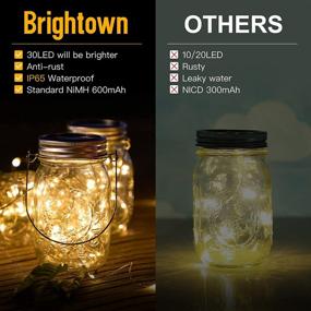 img 1 attached to 🌞 Solar Mason Jar Lights - 6 Pack of 30 LED Fairy Lights for Outdoor Décor - Warm White Solar Hanging Lights for Garden, Yard, Patio, Backyard, Porch, Lawn, Tree, Tent - Includes Jars and Hangers