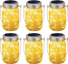 img 4 attached to 🌞 Solar Mason Jar Lights - 6 Pack of 30 LED Fairy Lights for Outdoor Décor - Warm White Solar Hanging Lights for Garden, Yard, Patio, Backyard, Porch, Lawn, Tree, Tent - Includes Jars and Hangers