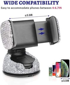 img 2 attached to 📱 Eing Car Phone Mount - Bling Crystal Universal Cell Phone Holder for Dashboard, Windshield, and Air Vent - Silver