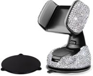 📱 eing car phone mount - bling crystal universal cell phone holder for dashboard, windshield, and air vent - silver logo