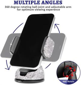 img 1 attached to 📱 Eing Car Phone Mount - Bling Crystal Universal Cell Phone Holder for Dashboard, Windshield, and Air Vent - Silver