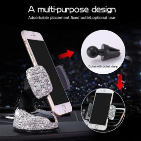 img 3 attached to 📱 Eing Car Phone Mount - Bling Crystal Universal Cell Phone Holder for Dashboard, Windshield, and Air Vent - Silver