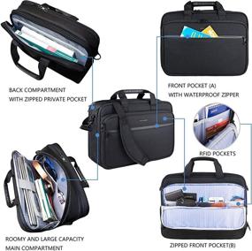 img 1 attached to 🎒 KROSER Premium Laptop Bag - Expandable Water-Repellent Briefcase for 17.3 Inch Laptop with RFID Pockets - Shoulder Messenger Bag for Travel, Business, School - Men/Women (Black)