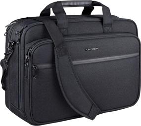 img 4 attached to 🎒 KROSER Premium Laptop Bag - Expandable Water-Repellent Briefcase for 17.3 Inch Laptop with RFID Pockets - Shoulder Messenger Bag for Travel, Business, School - Men/Women (Black)