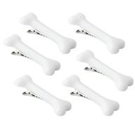 🐶 set of 6 vivid white dog bone hair pin side band clips for women, ladies - ideal christmas gift and cosplay accessory logo