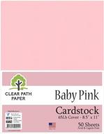 🍼 baby pink cardstock - 8.5 x 11 inch - 65 lb cover weight - pack of 50 sheets - by clear path paper logo