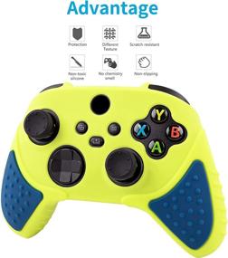 img 1 attached to 🎮 Chin FAI Silicone Skin Grip Cover for Xbox Series X Controller | Enhance Your Gaming with Anti-Slip Protection and 4 Thumb Grips (Yellow-Blue)