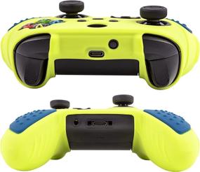 img 2 attached to 🎮 Chin FAI Silicone Skin Grip Cover for Xbox Series X Controller | Enhance Your Gaming with Anti-Slip Protection and 4 Thumb Grips (Yellow-Blue)