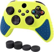🎮 chin fai silicone skin grip cover for xbox series x controller | enhance your gaming with anti-slip protection and 4 thumb grips (yellow-blue) logo