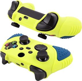 img 3 attached to 🎮 Chin FAI Silicone Skin Grip Cover for Xbox Series X Controller | Enhance Your Gaming with Anti-Slip Protection and 4 Thumb Grips (Yellow-Blue)