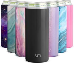 img 4 attached to 🥤 Simple Modern Skinny Can Cooler - Vacuum Insulated Stainless Steel Drink Sleeve Holder for 12oz Slim Cans in Midnight Black - Ranger Collection