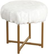 🪑 white faux fur stool with metal base, homepop round logo