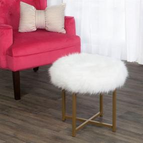 img 2 attached to 🪑 White Faux Fur Stool with Metal Base, HomePop Round