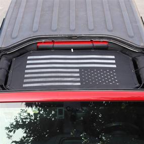 img 2 attached to JeCar Mesh Sunshade 2 Door Top Cover: Durable Polyester Roof with UV Protection for Jeep Wrangler JK &amp; Unlimited 2007 - 2018 (Black/White American Flag Design)