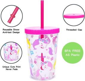 img 2 attached to 🥤 Home Tune 16oz Kids Tumbler Water Drinking Cup - BPA Free, Straw Lid Cup, Reusable, Lightweight, Spill-Proof Water Bottle with Cute Design for Girls & Boys - Pack of 4