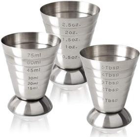 img 3 attached to 🍹 Cozihom Stainless Steel Measuring Cup Set - 2.5 oz, 75 ml, 5 Tbsp - Pack of 2, Perfect for Cocktails and More!