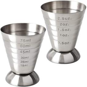 img 4 attached to 🍹 Cozihom Stainless Steel Measuring Cup Set - 2.5 oz, 75 ml, 5 Tbsp - Pack of 2, Perfect for Cocktails and More!