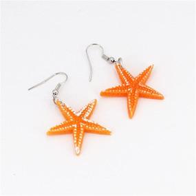 img 1 attached to SEO Animal Resin Geometric Statement Earrings: Unique 🐠 Funny Blue Orange Acrylic Starfish Earrings for Women & Girls