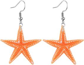 img 4 attached to SEO Animal Resin Geometric Statement Earrings: Unique 🐠 Funny Blue Orange Acrylic Starfish Earrings for Women & Girls